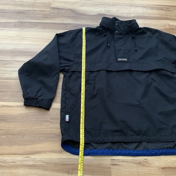 Chaps Ralph Lauren Anorak Jacket Men’s Large Black Hood Pouch Pullover - Picture 3 of 13
